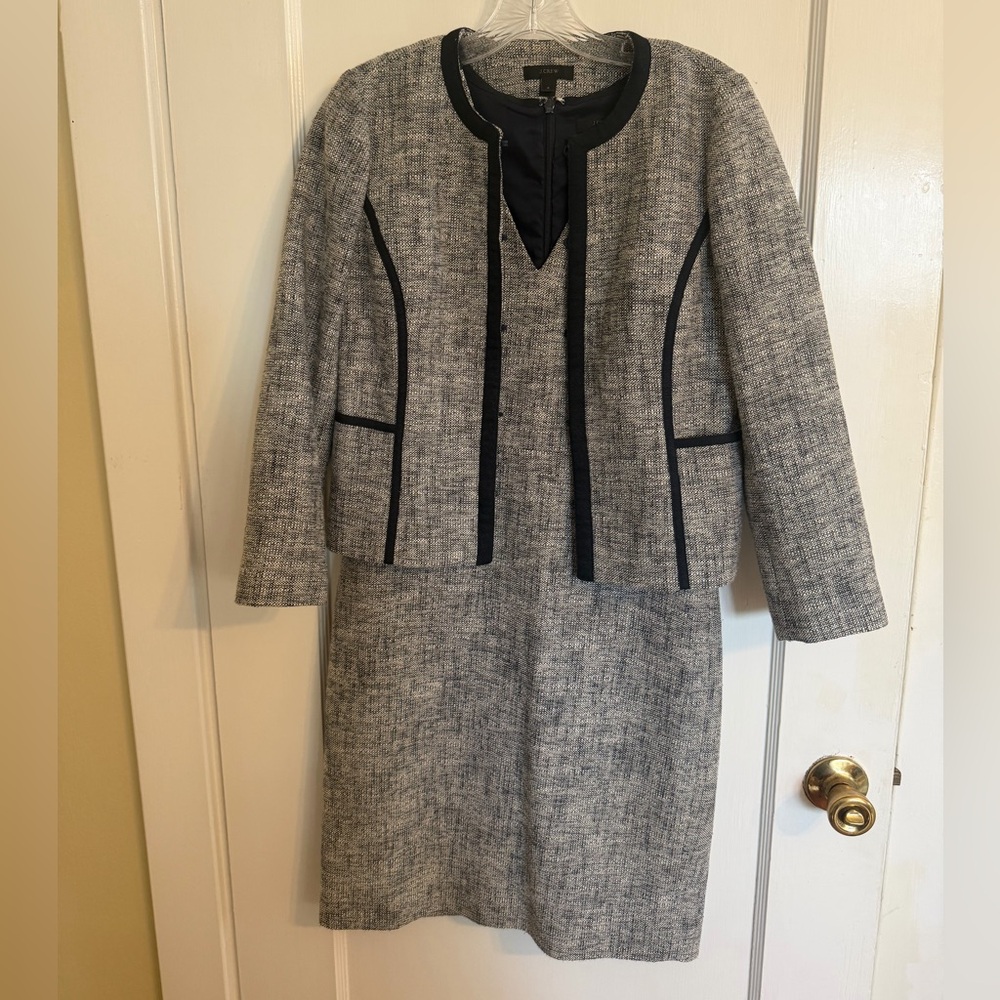 J. Crew Navy & White Tweed Shift Dress & Matching Jacket